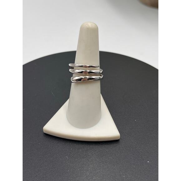 FAS Sterling Silver 925 Spiral Three Rows  Ring Sz‎ 7.75 - Picture 4 of 8
